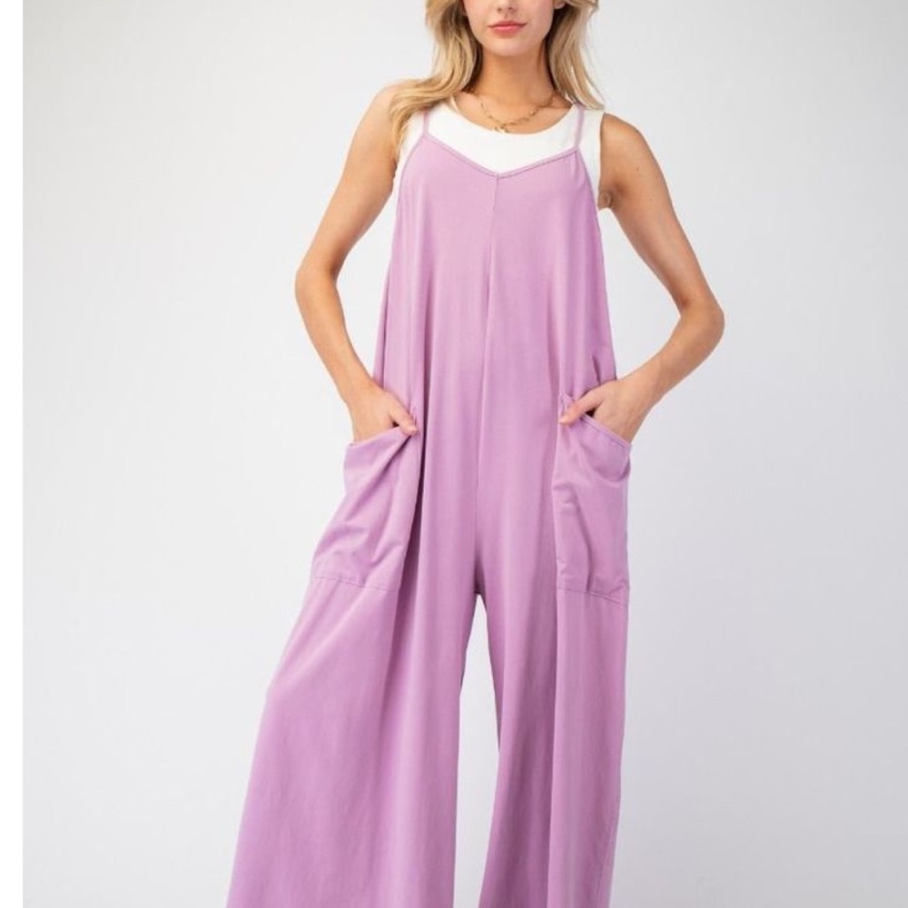 Easel boutique jumpsuit overalls pink purple lilac M L